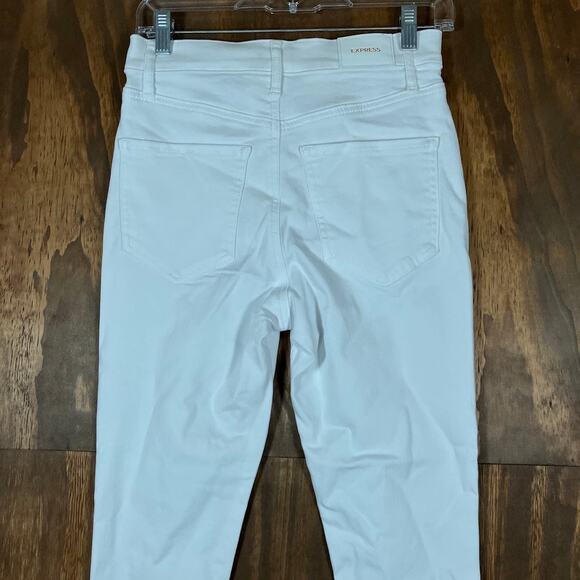 Express Womens Jeans White Denim High Rise Skinny Hyper Stretch 4 Short - Picture 11 of 12